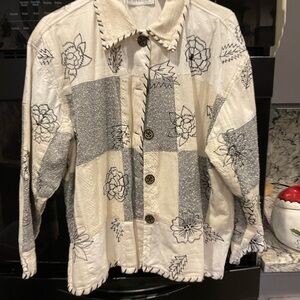 C-Dressbarn Black and White Floral Blazer SIZE 1X